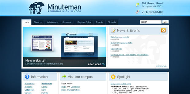 Minuteman Career & Technical High School website redesign - 2008